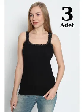 Arma Yıldız İnce Askılı Dantelli Siyah Atlet 3lü Paket Arma Yıldız 3362 - 3 ADET