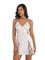 İnce Askılı Ekru Kısa Saten Gecelik Ahu Primoda 8204