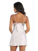 İnce Askılı Ekru Kısa Saten Gecelik Ahu Primoda 8204 detay görünüm