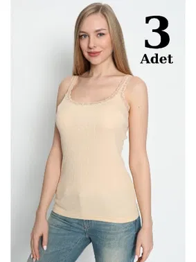 Arma Yıldız İnce Askılı Kadın Ten Dantelli Atlet 3lü Paket Arma Yıldız 3362 - 3 ADET
