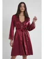 İnce Askılı Kaplı Saten Dantelli Gecelik Sabahlık Takımı Pierre Cardin 4265  Bordo görsel 28