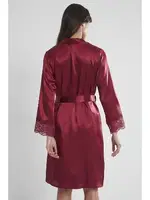 İnce Askılı Kaplı Saten Dantelli Gecelik Sabahlık Takımı Pierre Cardin 4265  Bordo görsel 30