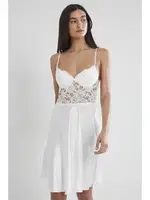 İnce Askılı Kaplı Saten Dantelli Gecelik Sabahlık Takımı Pierre Cardin 4265  Ekru görsel 20