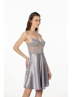 İnce Askılı Kaplı Saten Dantelli Gecelik Sabahlık Takımı Pierre Cardin 4265  görsel 11