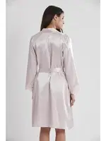 İnce Askılı Kaplı Saten Dantelli Gecelik Sabahlık Takımı Pierre Cardin 4265  Pudra farklı açı