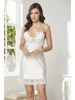 İnce Askılı Saten Kısa Dantelli Kadın Gecelik Pierre Cardin 890  Ekru görsel 11