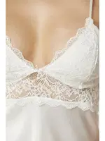 İnce Askılı Saten Kısa Dantelli Kadın Gecelik Pierre Cardin 890  Ekru görsel 12