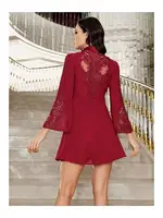 İnce Askılı Sırt Detaylı 2'li Saten Gecelik Takımı İmaj 4209 Bordo detay görünüm