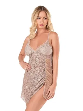 Ahu Lingerie İnce Askılı Taş Kısa Tül Gecelik Ahu Primoda 4111