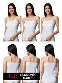 Donex İp Askılı 3'lü Ekonomik Paket Basic Pamuklu Kadın Atlet Donex 3350