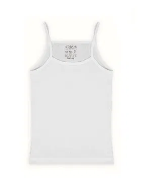 Arma Yıldız İp Askılı Kız Çocuk Atlet Beyaz %100 Pamuk Ribana Arma Yıldız 7520