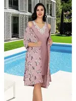 İp Askılı Penye Gecelikli Sabahlık 2'li Takım Lady 564 Görsel