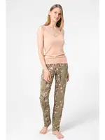 İp Askılı V Yaka Viskon Çiçek Desenli Dantelli Pijama Takımı Sabahlık Anıl 5792 Yeşil detay görünüm