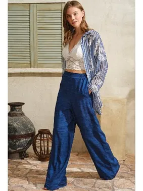 Anıl İp Askılı V Yaka Viskon Çizgili Kadın Pijama Takımı Sabahlık Anıl 5762 - Alternatif Görünüm