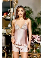 İpek Saten Dantelli Uzun Altılı Set Takım Jeremi 608 Pudra görsel 5