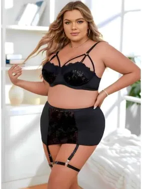 Real Passione İpli Büyük Beden Jartiyer Takım Siyah Real Passione J-72