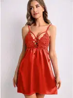 İpli Saten Dantelli Kırmızı Erotik Gecelik Lily Bianca 431 Kırmızı farklı açı