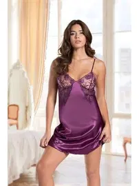 İzabel Izabel Mor Saten Gecelik 11007
