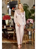 İpek Saten Dantelli Uzun Altılı Set Takım Jeremi 608 Pudra görsel 6