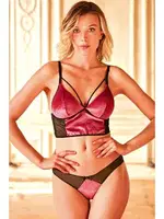 Balensiz Desteksiz Dolgusuz Kadife Bralet Sütyen ve Slip Takım Anıl 4221 Gül Kurusu