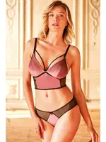 Kadife Balensiz Desteksiz Dolgusuz Bralet Sütyen ve Slip Takım Anıl 4229 Gül Kurusu