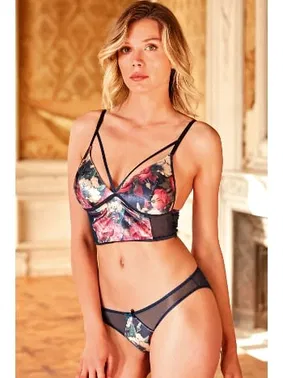 Anıl Kadife Balensiz Desteksiz Dolgusuz Yaka Detaylı Çiçek Baskılı Bralet Sütyen ve Slip Takım Anıl 4219