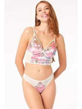 Anıl Kadife Balensiz Desteksiz Dolgusuz Yaka Detaylı Çiçek Baskılı Bralet Sütyen ve Slip Takım Anıl 4222