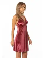 Kadife Saten Derin V Yaka Kısa Kadın Gecelik Pierre Cardin 840 Bordo görsel 12
