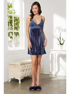 Pierre Cardin Dantelli İnce Askılı Kadife Saten Kadın Gecelik Pierre Cardin 845