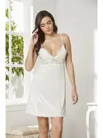 Dantelli İnce Askılı Kadife Saten Kadın Gecelik Pierre Cardin 845 Ekru görsel 27