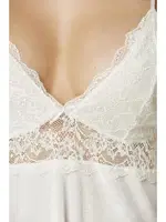 Dantelli İnce Askılı Kadife Saten Kadın Gecelik Pierre Cardin 845 Ekru görsel 26