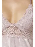 Dantelli İnce Askılı Kadife Saten Kadın Gecelik Pierre Cardin 845 görsel 7