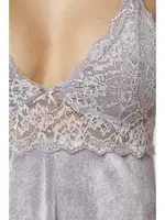 Dantelli İnce Askılı Kadife Saten Kadın Gecelik Pierre Cardin 845 görsel 16