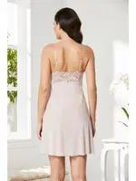 Dantelli İnce Askılı Kadife Saten Kadın Gecelik Pierre Cardin 845 Pudra görsel 11