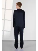 Kadife Viskon Lacivert Gömlek Yaka Kadın Pijama Takımı Doreanse 25K4037 detay görünüm