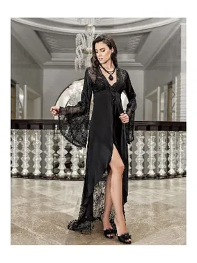 İmaj Asimetrik Kesim Kaplı 2li Dantel Saten Fantazi Gecelik Takımı İmaj 3201