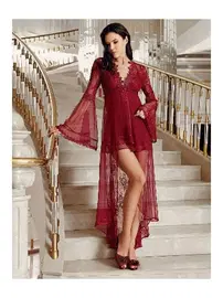 İmaj Kuyruklu 2li Tül Fantazi Katlı İspanyol Kollu Gecelik Takımı İmaj 4208