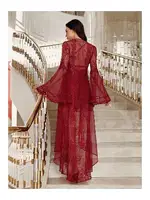 Kuyruklu 2li Tül Fantazi Katlı İspanyol Kollu Gecelik Takımı İmaj 4208 Bordo detay görünüm