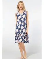 Kalın Askılı Midi Boy Desenli Kadın Gecelik Türen 3386 Lacivert