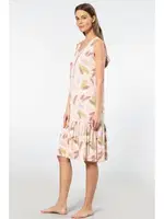 Düğmeli Askılı Desenli Midi Boy Kadın Gecelik Türen 3386 Pudra detay görünüm