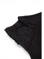 Kadın Atlet Tüllü Dantelli Yarım Kollu Rahat T-shirt ÖTS 3162 Siyah farklı açı