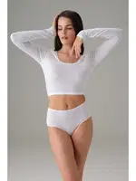 Kadın Basic Uzun Kol Crop T-shirt Doreanse 8513 Beyaz