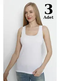 Arma Yıldız Kadın Beyaz Kalın Askılı Dantelli Atlet 3lü Paket Arma Yıldız 3363 - 3 ADET