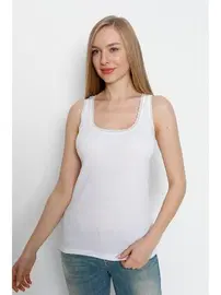 Arma Yıldız Kadın Beyaz Kalın Askılı Dantelli Atlet Arma Yıldız 3363