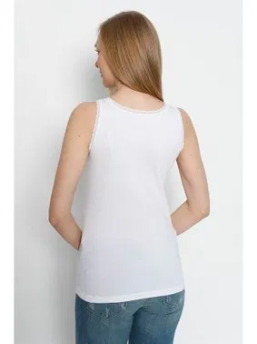 Arma Yıldız Kadın Beyaz Kalın Askılı Dantelli Atlet Arma Yıldız 3363 - Alternatif Görünüm