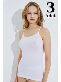 Arma Yıldız Kadın Beyaz Ribana İp Askılı Atlet 3lü Paket Arma Yıldız 3304 - 3 ADET