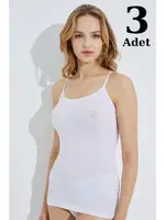 Kadın Beyaz Ribana İp Askılı Atlet 3lü Paket Arma Yıldız 3304 - 3 ADET Beyaz