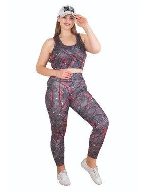 Lady Kadın Büyük Beden Tayt Büstiyer Fitness Spor Takım Lady 1508