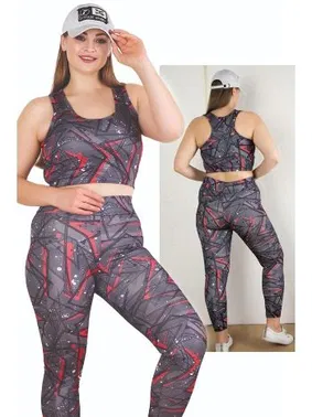 Lady Kadın Büyük Beden Tayt Büstiyer Fitness Spor Takım Lady 1508 - Alternatif Görünüm