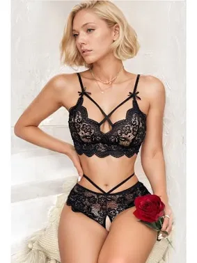 NightLight Kadın Dantelli Fantezi Sütyen Külot Takımı Nightlight 7032
